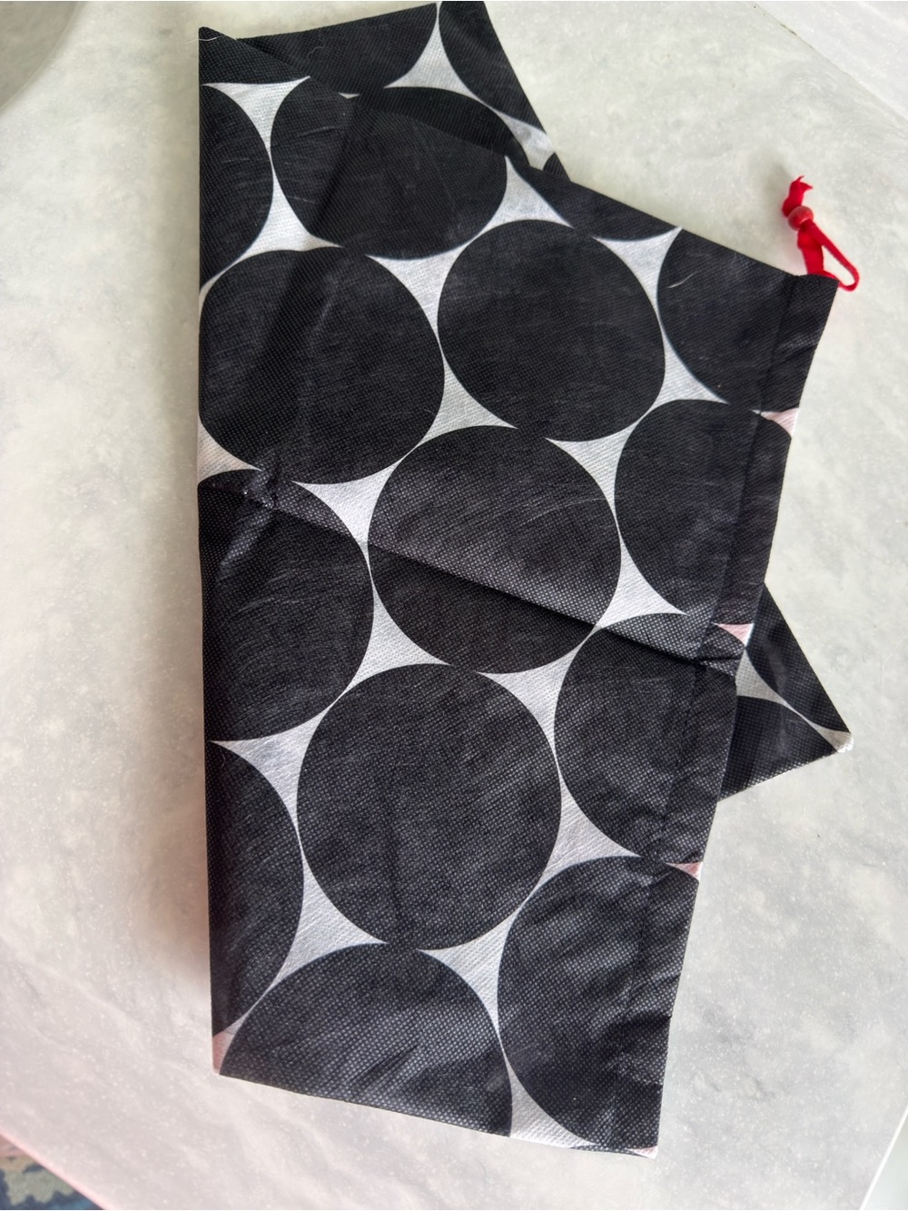 Thirty-One Black & White Polka Dot Drawstring Pouch New